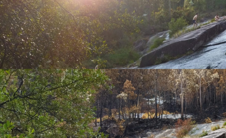 (GALERÍA) Día 1 después de un incendio forestal en Galicia: “Cuando toda esta ceniza llegue al mar…”