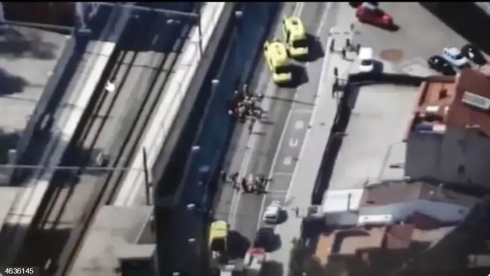 Lugar donde un coche ha arrollado a ocho ciclistas