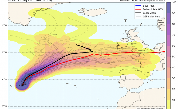 Las últimas estimaciones acercan al huracán Danielle a Galicia