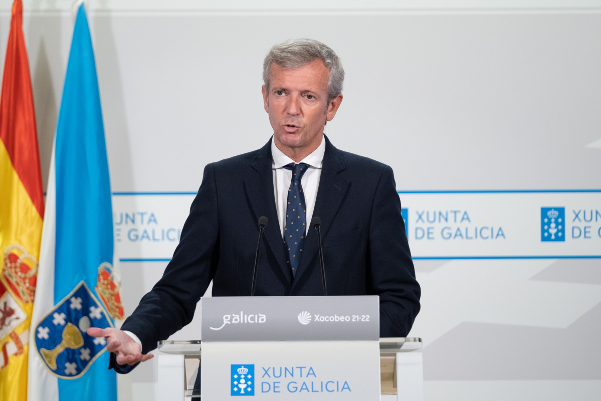 El presidente de la Xunta, Alfonso Rueda, en la comparecencia posterior al Consello