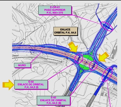 Cortes de tráfico con motivo de las obras del enlace 'orbital' en Santiago de Compostela.