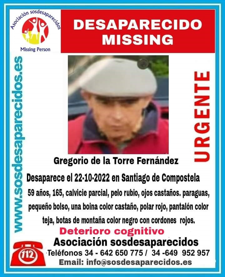 Desaparecido en Santiago un hombre de 59 años con deterioro cognitivo