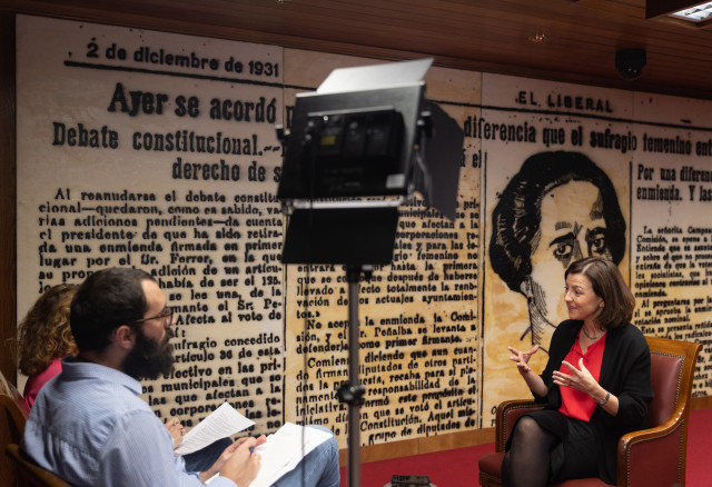 La portavoz del PSOE en el Senado, Eva Granados, durante una entrevista para Europa Press, en el Senado, a 8 de noviembre de 2022, en Madrid (España).