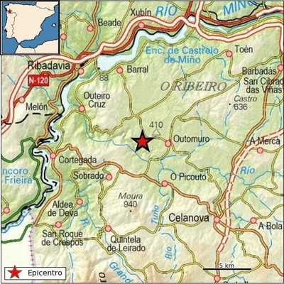 Terremoto de magnitud 1,5 captado en Cartelle (Ourense)