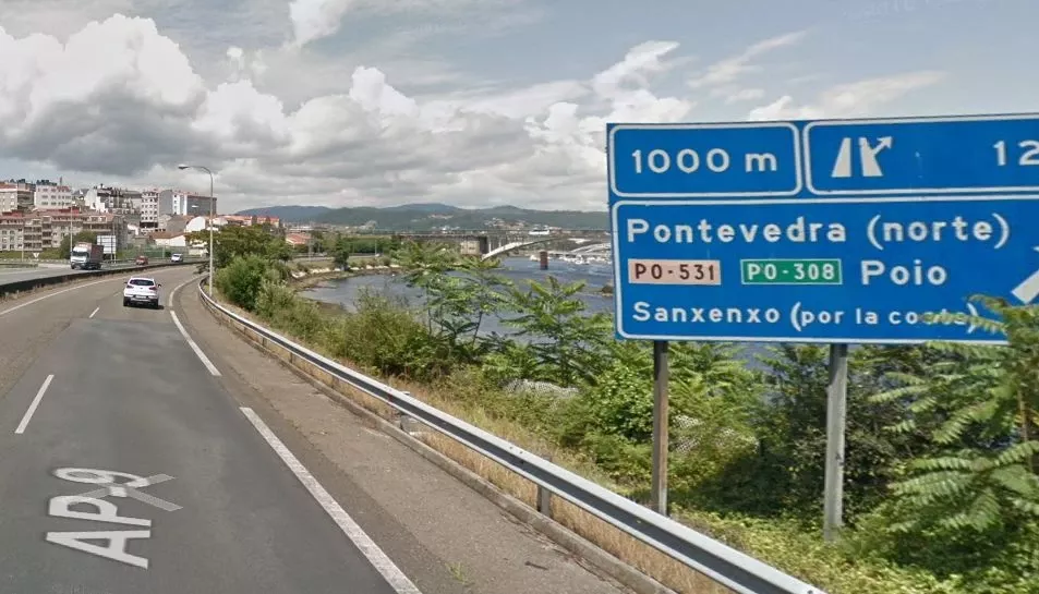 Salida de Pontevedra Norte de la AP9  en una imagen de Google Street View