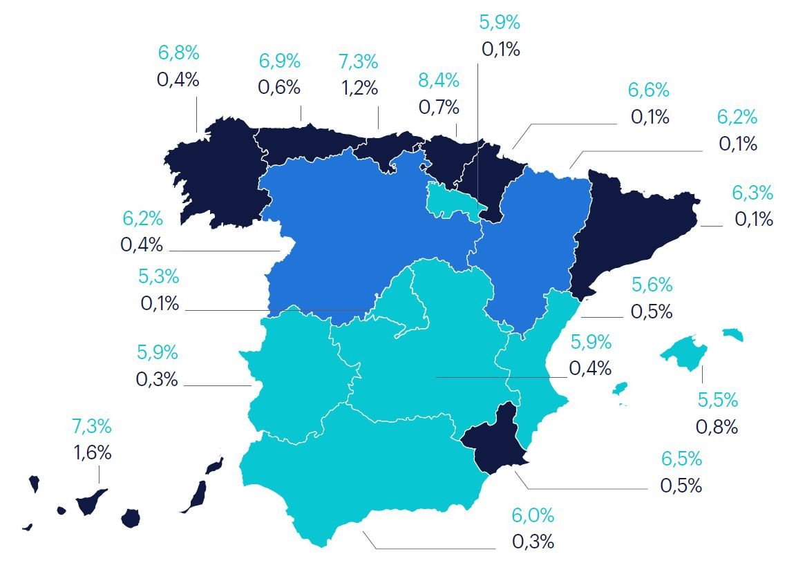 Cifras de absentismo por comunidad autonoma segu00fan cifras del INE tratadas por Ranstad