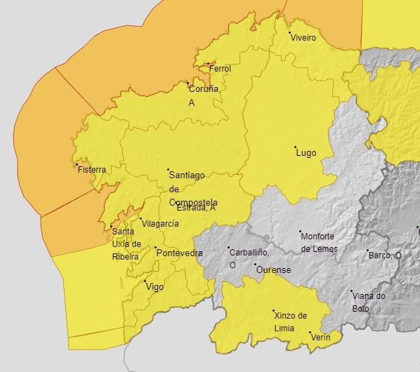 Mapa de alertas de AEMET para el viernespng