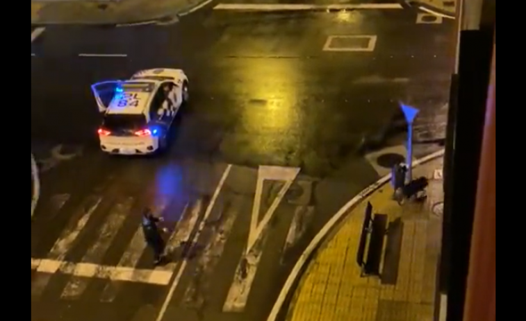 (VÍDEO) Un grupo de jabalís se pasea por el barrio del Veintiuno en Ourense y la Policía los espanta a aplausos