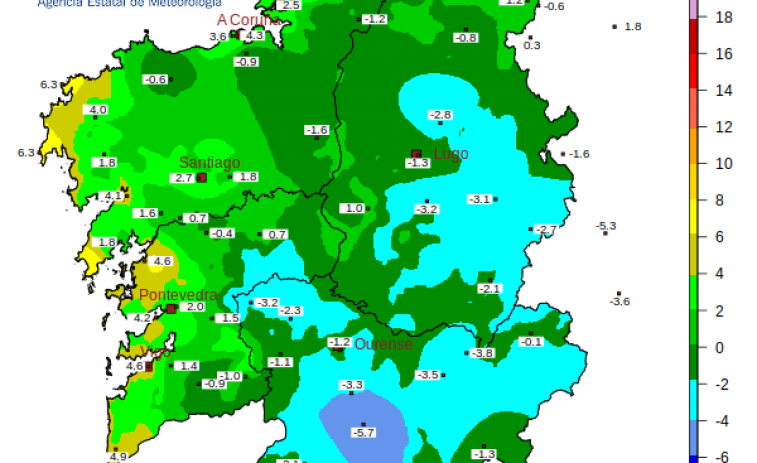 El frío, con casi -7º hoy en Viana do Bolo, continuará por lo menos hasta el miércoles en Galicia