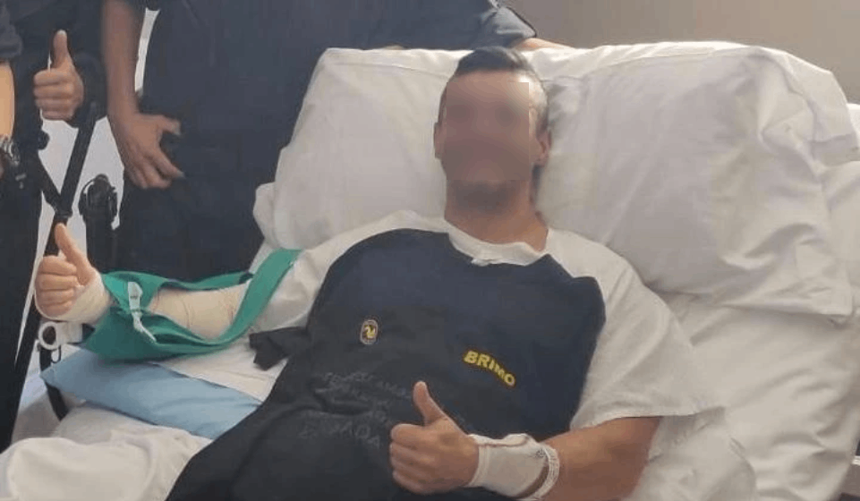 Agente de la UIP de A Coruu00f1a herido con un brazo roto en los incidentes de Cataluu00f1a y que no estu00e1 entre los procesados en una foto distribuu00edda en 2019 por el SUP