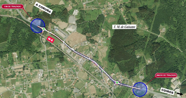 Proyecto de reordenación del tráfico en la N-6 en Cortiñán (Bergondo)