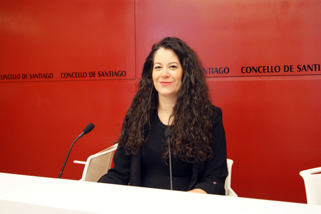 Archivo - La portavoz de Compostela Aberta, María Rozas, en rueda de prensa. Archivo.