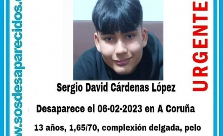 Sergio David, de 13 años, desapareció el lunes en A Coruña y piden ayuda para encontrarlo