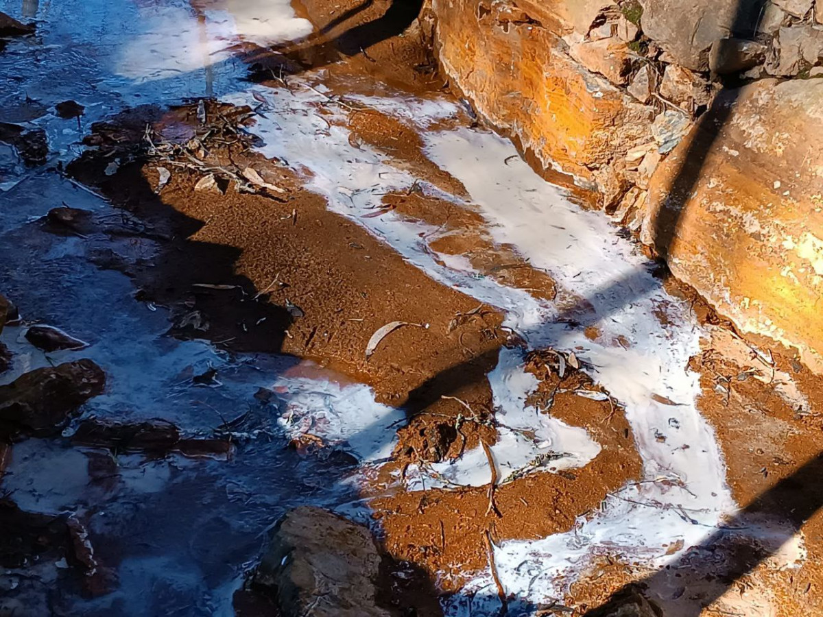 El Río Portapego contaminado en Touro en una foto remitida por Ecologistas en Acción el 7 de febrero