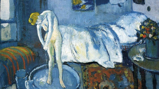 La habitaciu00f3n azul, 1901 es una de las principales obras de la llamada u00e9poca azul del pintor Picasso