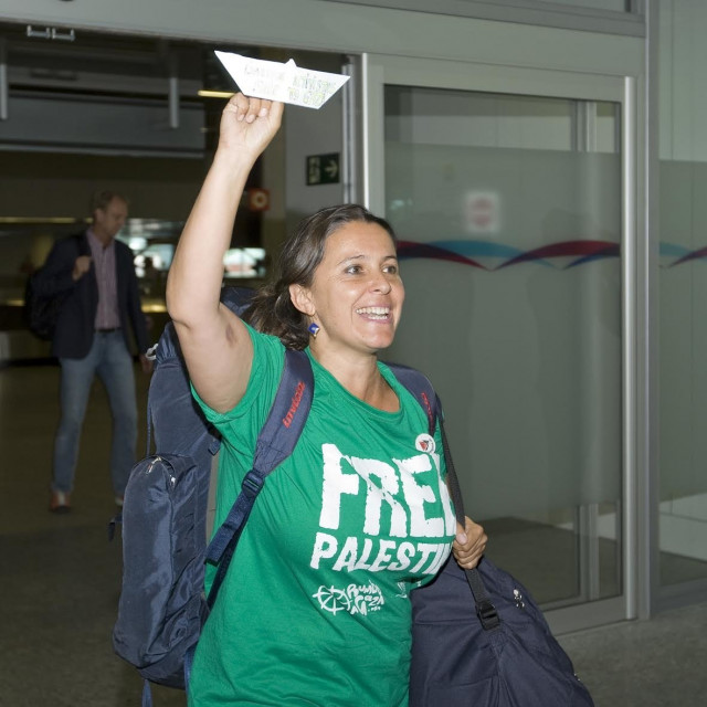 Ana Miranda durante su participación en la Flotilla de la Libertad.