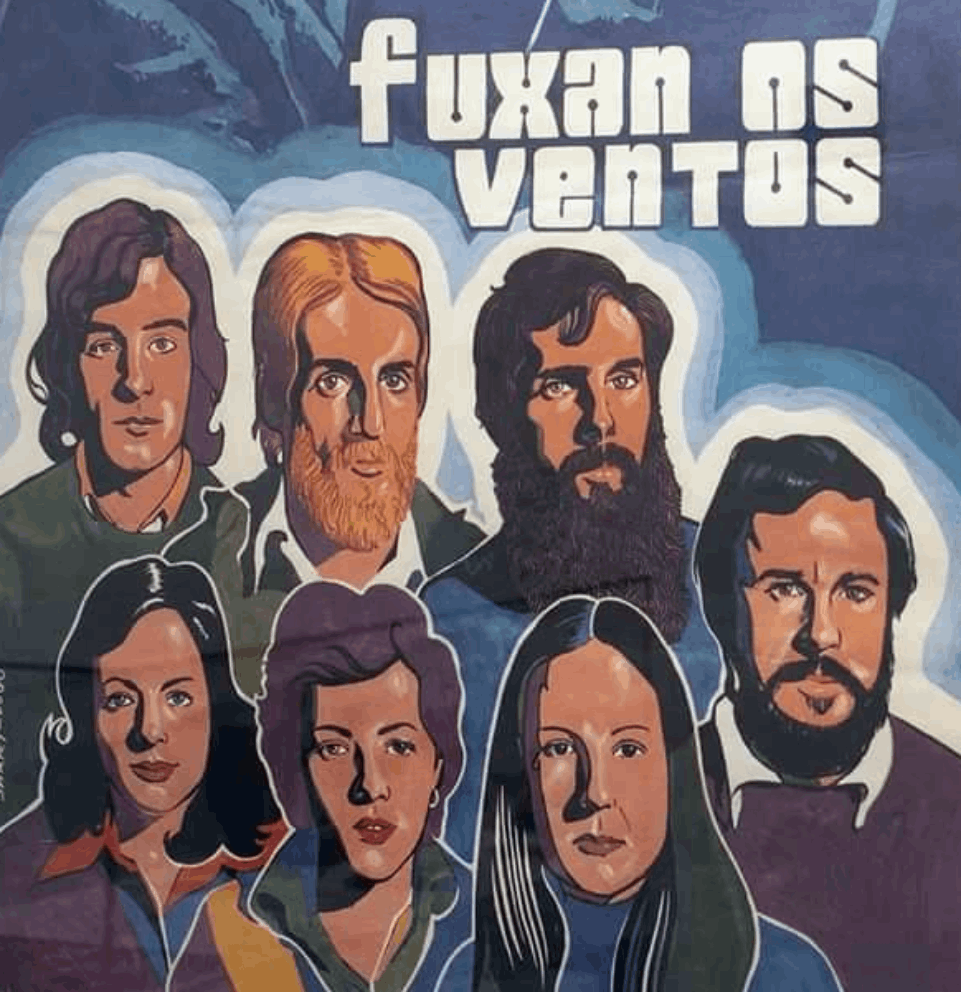 Cartel de Fuxan os Ventos en su exposiciu00f3n celebrando 50 au00f1os de trayectoria