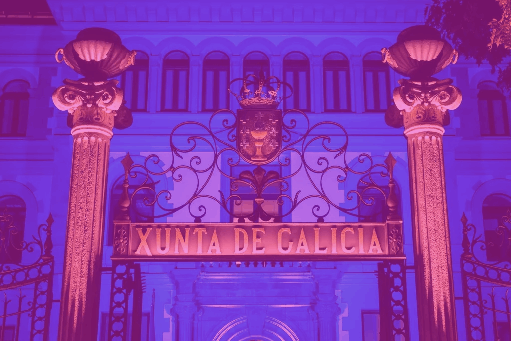 Fotomontaje de la fachada de San Caetano iluminada de rosa