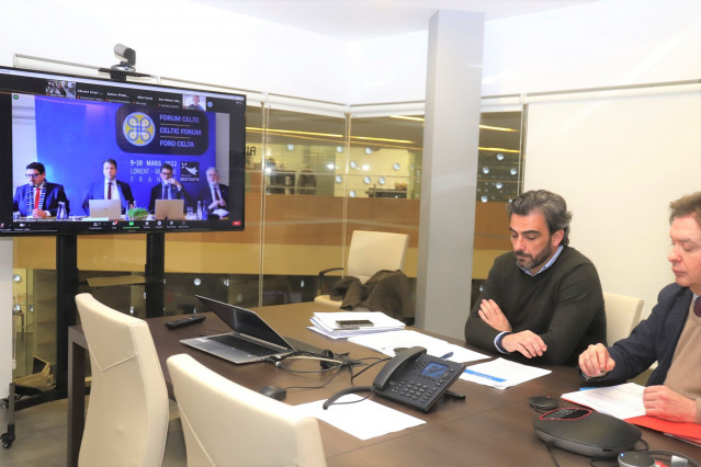 El vicepresidente segundo de la Xunta, Diego Calvo, y el director xeral de Relacións Exteriores e coa UE, Jesús Gamallo, se reúne por videoconferencia con representantes de Bretaña, Irlanda, Escocia y Gales.