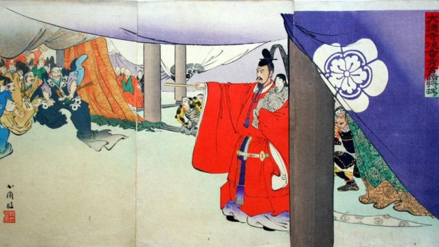 Offering Incense at Daitokuji: Hideyoshi Puts Down the Various Lords or Hideyoshi's Challenge (1896) · Kokunimasa Utagawa