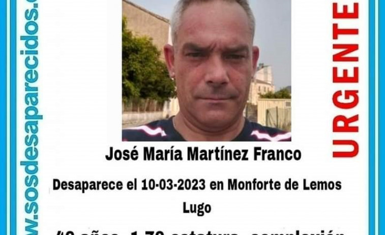 Buscan en Monforte a un hombre de 46 años desaparecido desde el 10 de marzo