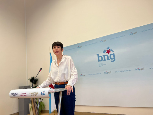 La portavoz nacional del BNG, Ana Pontón, en rueda de prensa este lunes