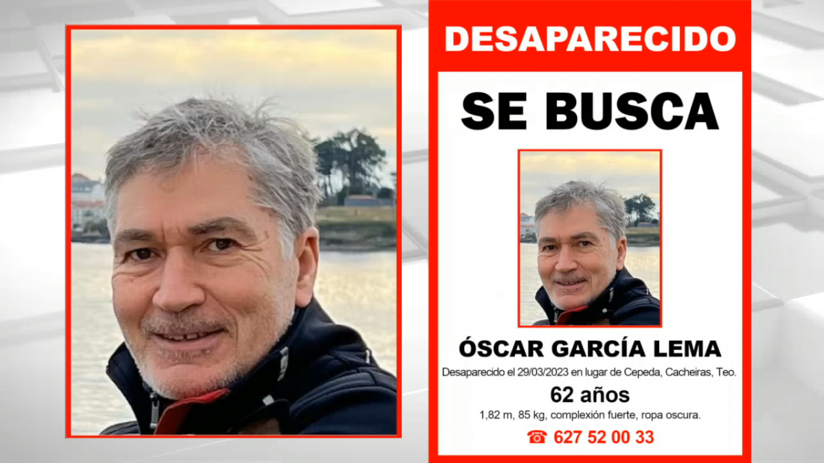 Cartel de busca de Óscar García Lema en una imagen de la CRTVG
