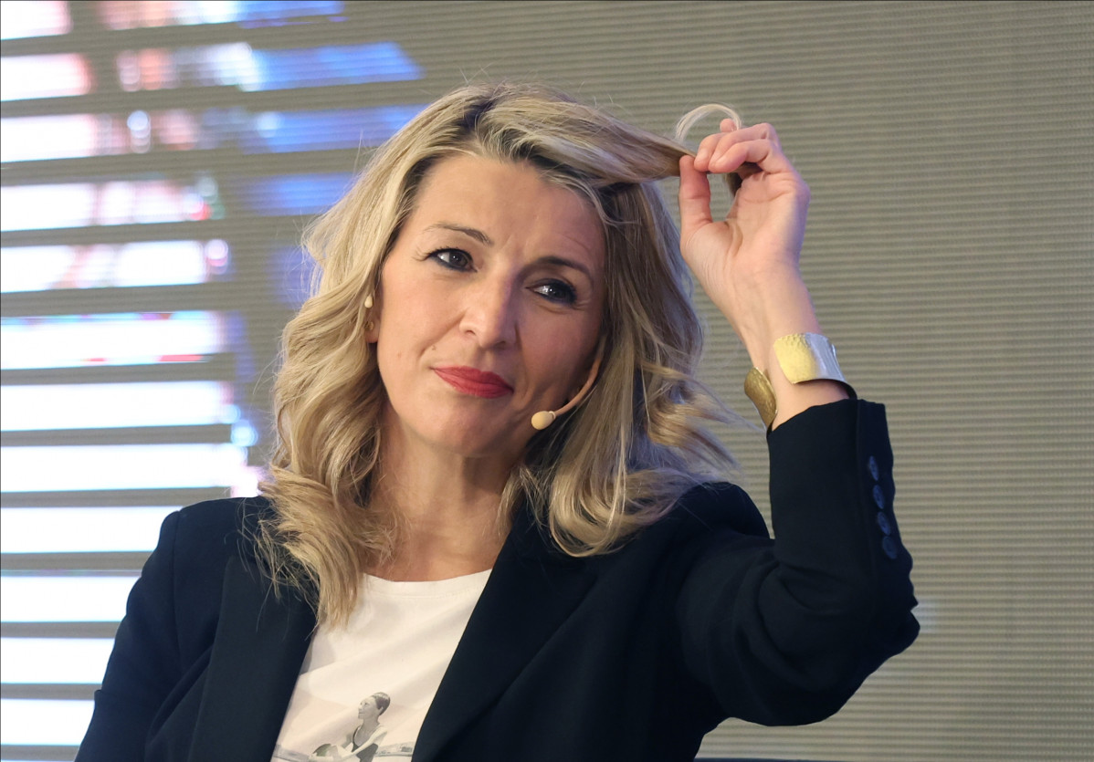 La vicepresidenta segunda y ministra de Trabajo y Economía Social, Yolanda Díaz, durante la presentación del libro ‘Melancolía. Metamorfosis de una ilusión política'.