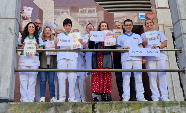 Concentración de los trabajadores de la mutua Fremap en Ferrol.