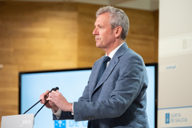 El presidene de la Xunta, Alfonso Rueda, en la comparecencia posterior al Consello de la Xunta de este viernes