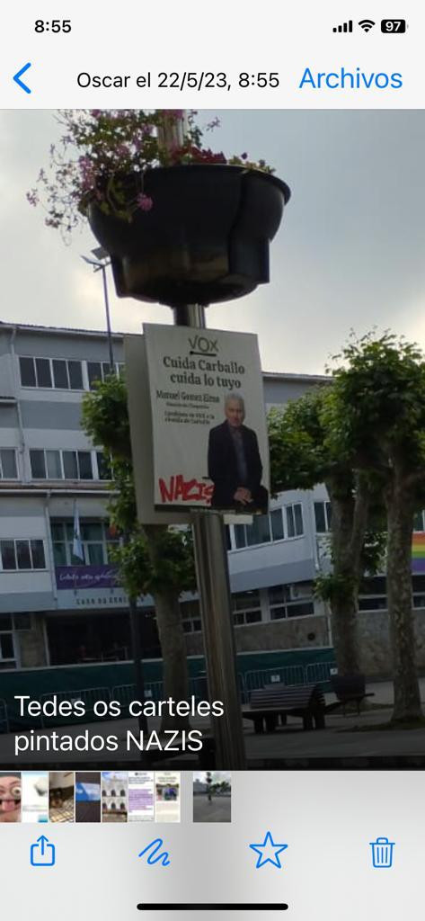 Vox denuncia vandalismo contra sus carteles electorales en Carballo, Santiago, Meis y Lugo