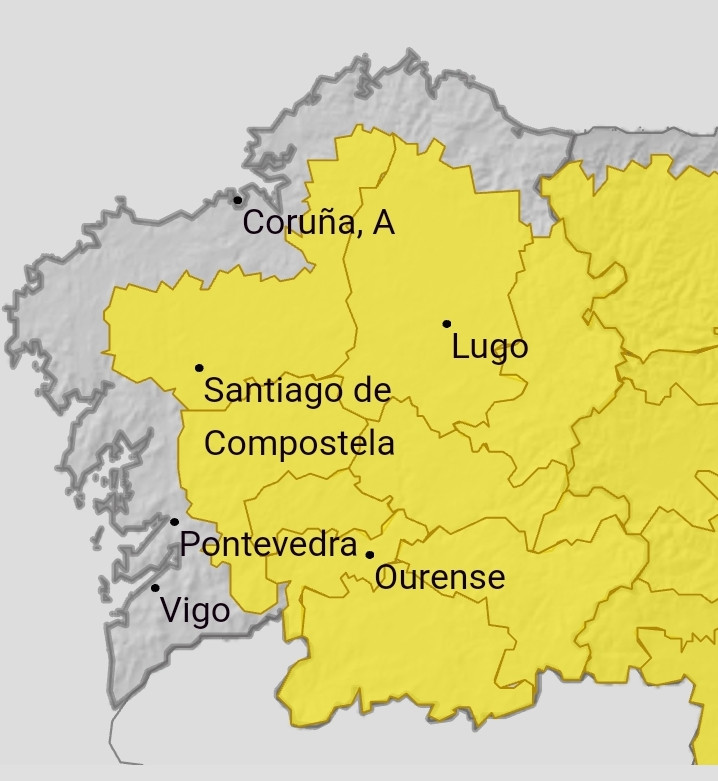 Alerta en casi toda Galicia por riesgo de tormentas a partir del mediodía