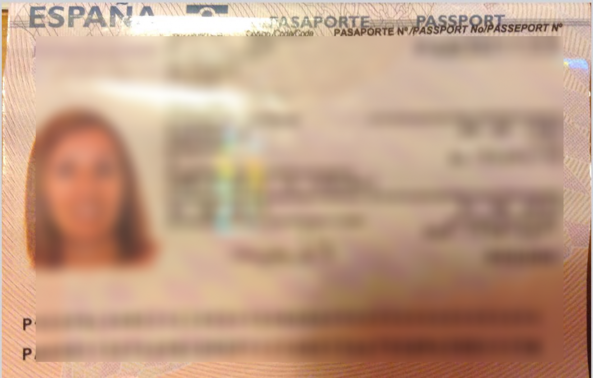 Pasaporte censurado por Galiciapress a partir de una captura de pantalla de los datos presuntamente hackeados a R y publicados en la Dark Web