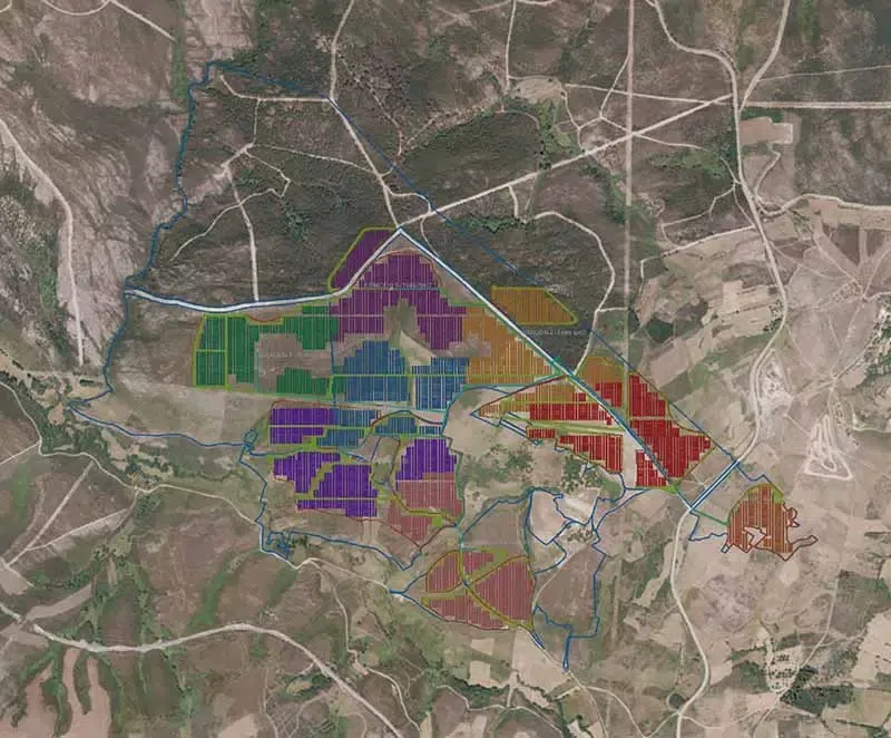 Mapa del futuro parque fotovoltaico de Soltec en A Gudiu00f1a en una imagen de la empresa