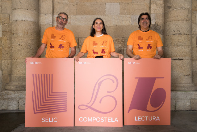 Camilo Franco, Mercedes Rosón y Xaquín Núñez en el presentación de la Selic 2023