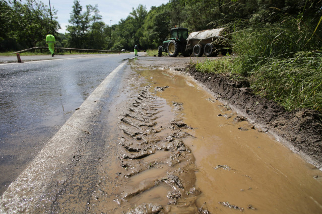 Desbordamientos en Lugo tras las tormentas del pasado fin de semana.