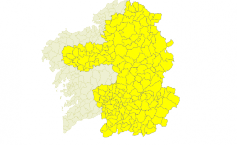 Alerta amarilla por tormentas en buena parte de la Galicia interior a partir del mediodía