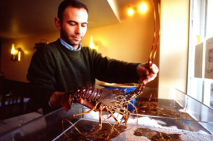 Preparando una langosta para cocinar en A Guarda en una foto de Turismo Ru00edas Baixas