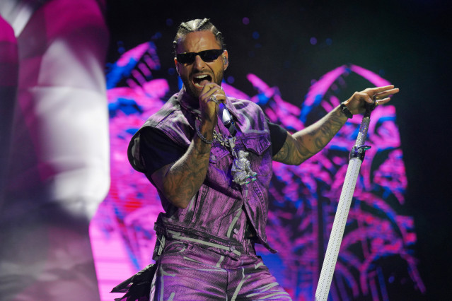 El cantante Maluma durante una actuación en el festival de O Son do Camiño, a 16 de junio de 2023, en Santiago de Compostela