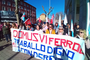 Trabajadoras de DomusVi Ferrol en una protesta este enero en una imagen de la CIG