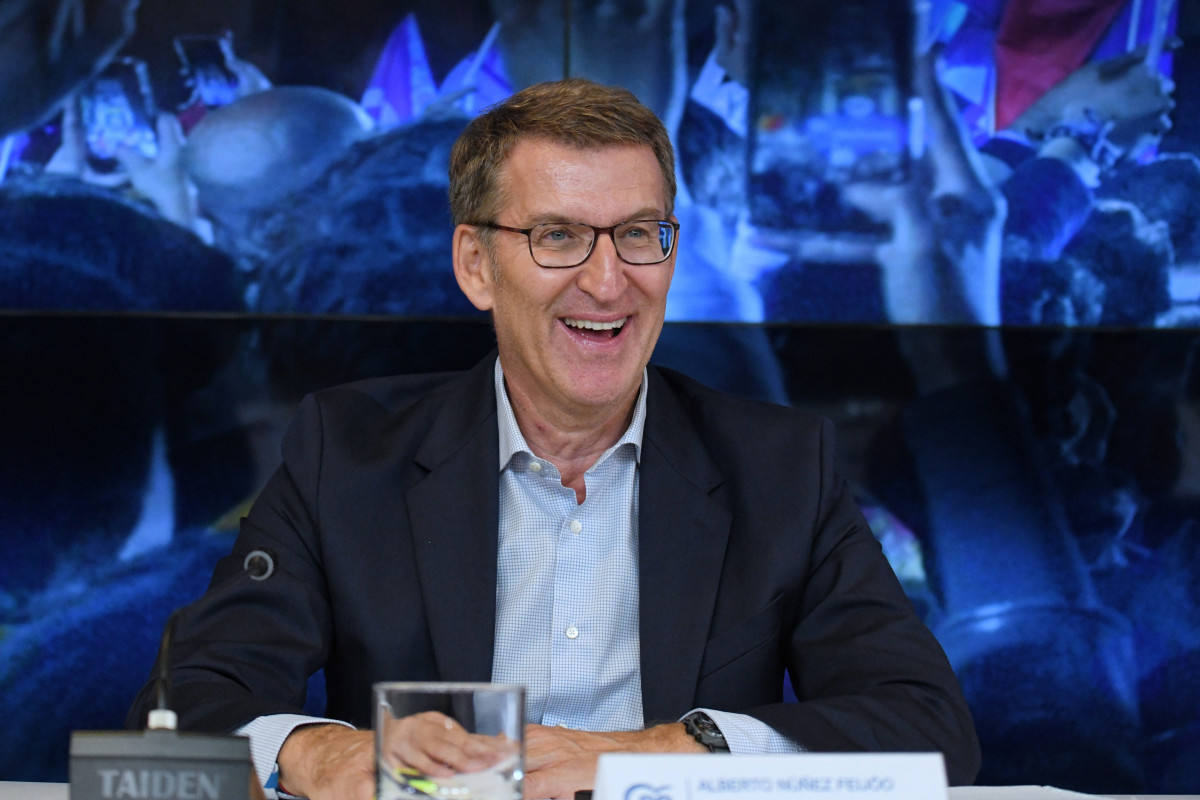 El presidente del Partido Popular, Alberto Núñez Feijóo, durante la reunión de la Junta Directiva Nacional del Partido Popular tras las elecciones generales del 23J, en la sede del PP, a 24 de julio de 2023, en Madrid (España).
