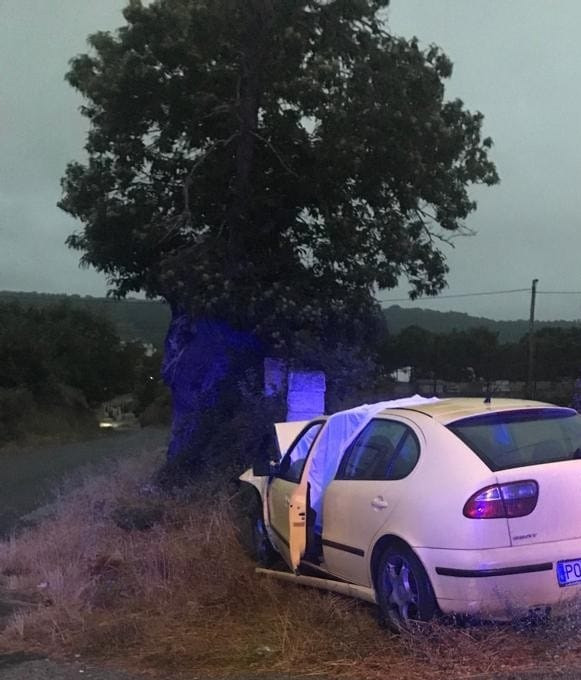 Vehículo accidentado en Manzaneda (Ourense).