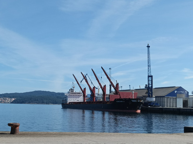 El buque 'Mercurius' en el puerto de Marín (Pontevedra)