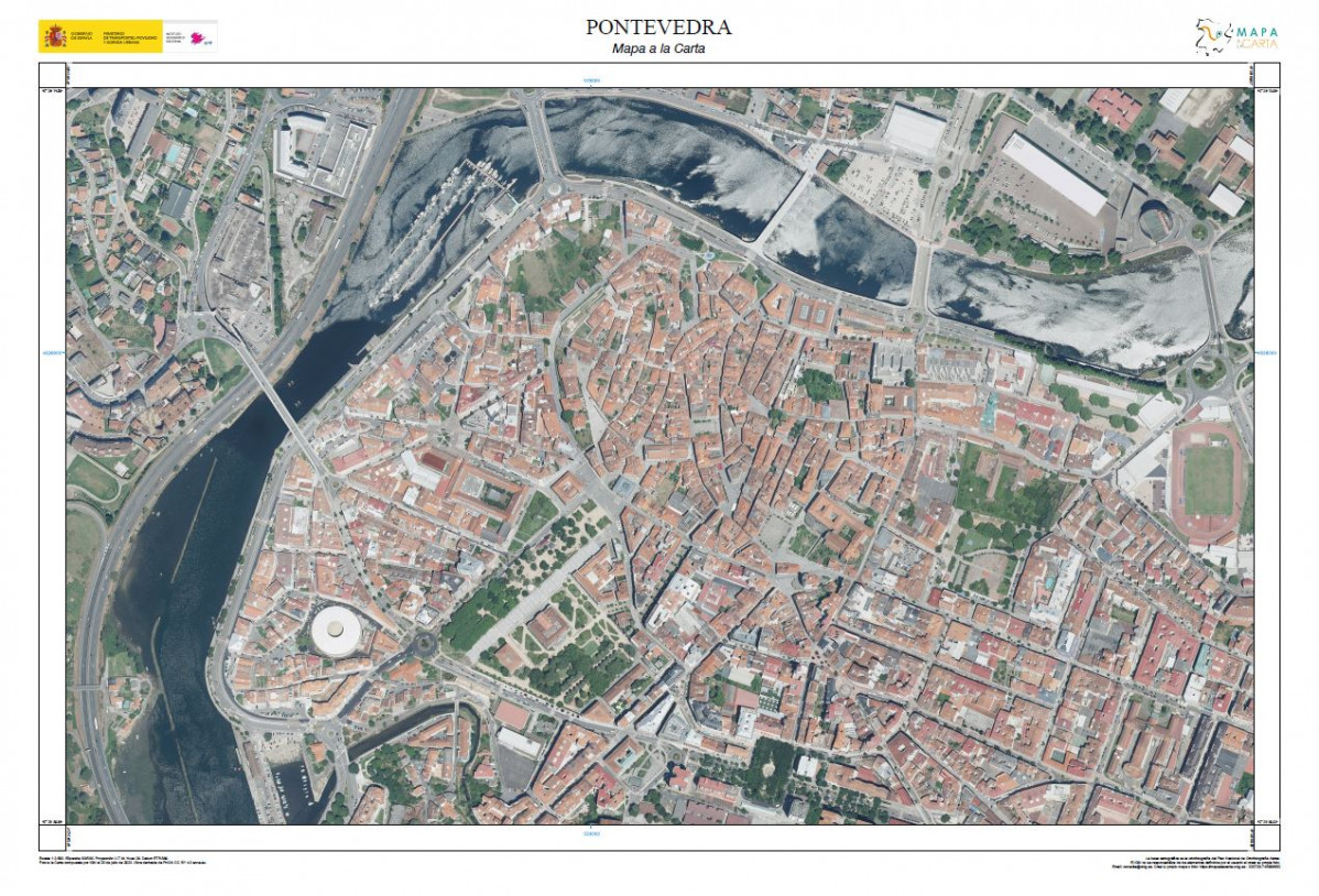 Otrofotografu00eda del centro de Pontevedra obtenida mediante el mapa a la carta