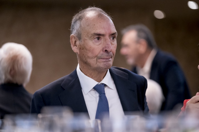 El expresidente del Senado, Juan José Laborda, durante la cena homenaje a él en el Hotel Meliá Castilla, a 14 de septiembre de 2023, en Madrid (España). Unas 150 personalidades, entre ellas exministros de PSOE y PP, han rendido homenaje al expresidente de