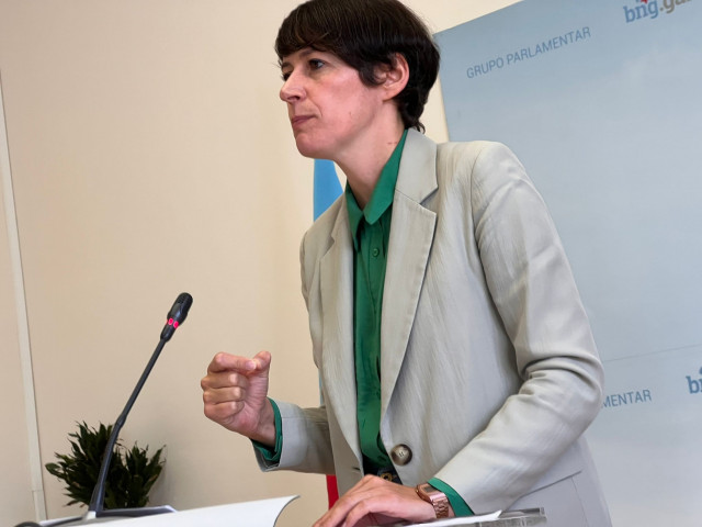 La portavoz nacional del BNG, Ana Pontón, en rueda de prensa este viernes