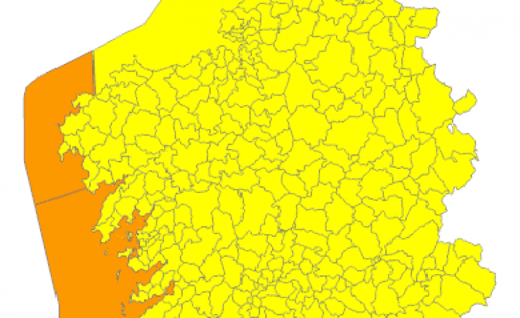 A Coruña y Pontevedra, en alerta naranja este martes por temporal costero y todo el territorio en alerta amarilla