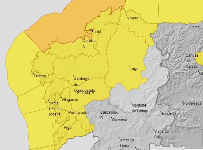 Alertas de AEMET para este miu00e9rcoles en Galicia