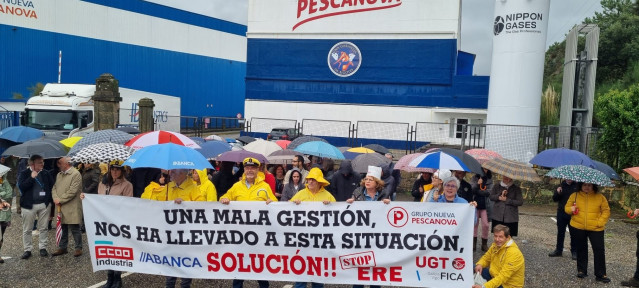 Imagen de la concentración de este martes en Nueva Pescanova.