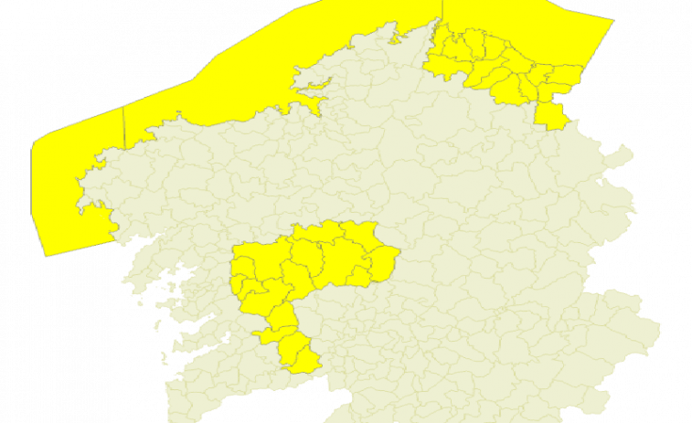 Galicia de nuevo en alerta amarilla este miércoles por la lluvia y el viento, que supera los 130 km/h